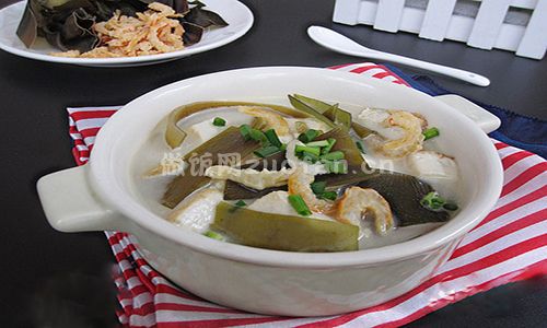 海带虾米豆腐汤步骤图5